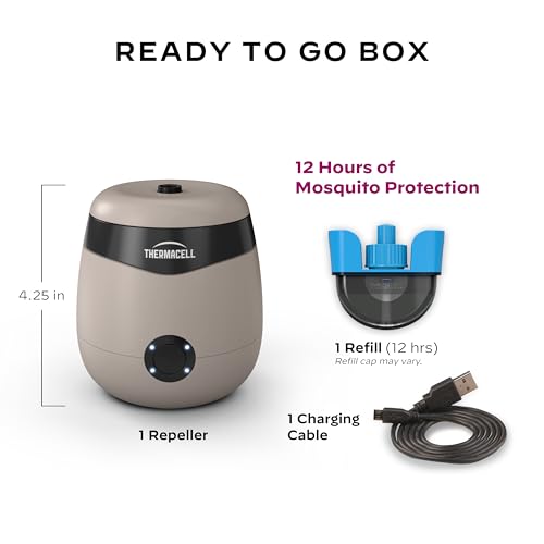 Thermacell Patio Shield Mosquito Repellent E-Series Rechargeable Repeller; 20’ Mosquito Protection Zone; Includes 12-Hour Repellent Refill; No Spray, Flame or Scent; Bug Spray Alternative