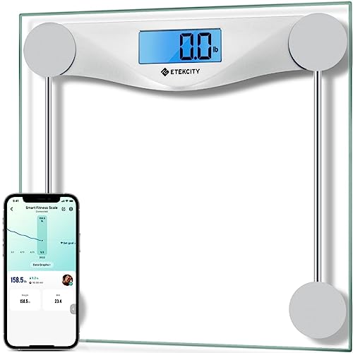 Etekcity Digital Body Weight Bathroom Scale, Large Blue LCD Backlight Display, High Precision Measurements, 8mm Tempered Glass, 440 Pounds