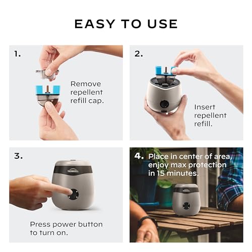 Thermacell Patio Shield Mosquito Repellent E-Series Rechargeable Repeller; 20’ Mosquito Protection Zone; Includes 12-Hour Repellent Refill; No Spray, Flame or Scent; Bug Spray Alternative